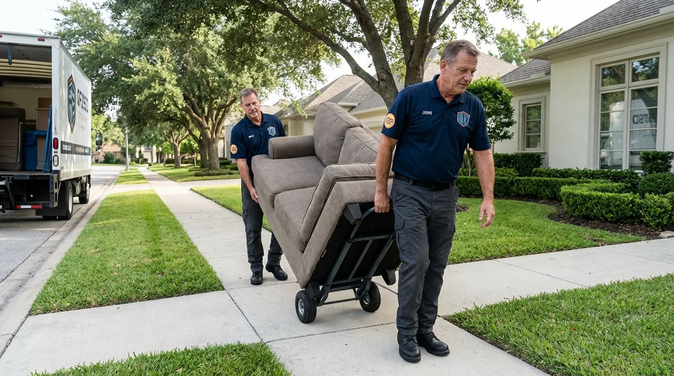 Local residential moving crew loading furniture in Loup City, NE